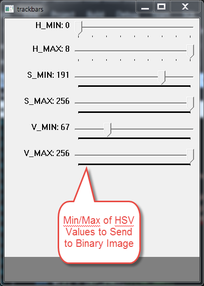 Track-bars to set HSV Values