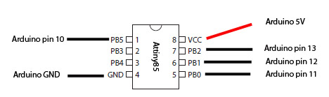 Arduino AS ISP Connecting to Attiny85